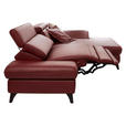 ECKSOFA in Echtleder Rot  - Rot/Alufarben, Design, Leder/Metall (316/184cm) - Cantus