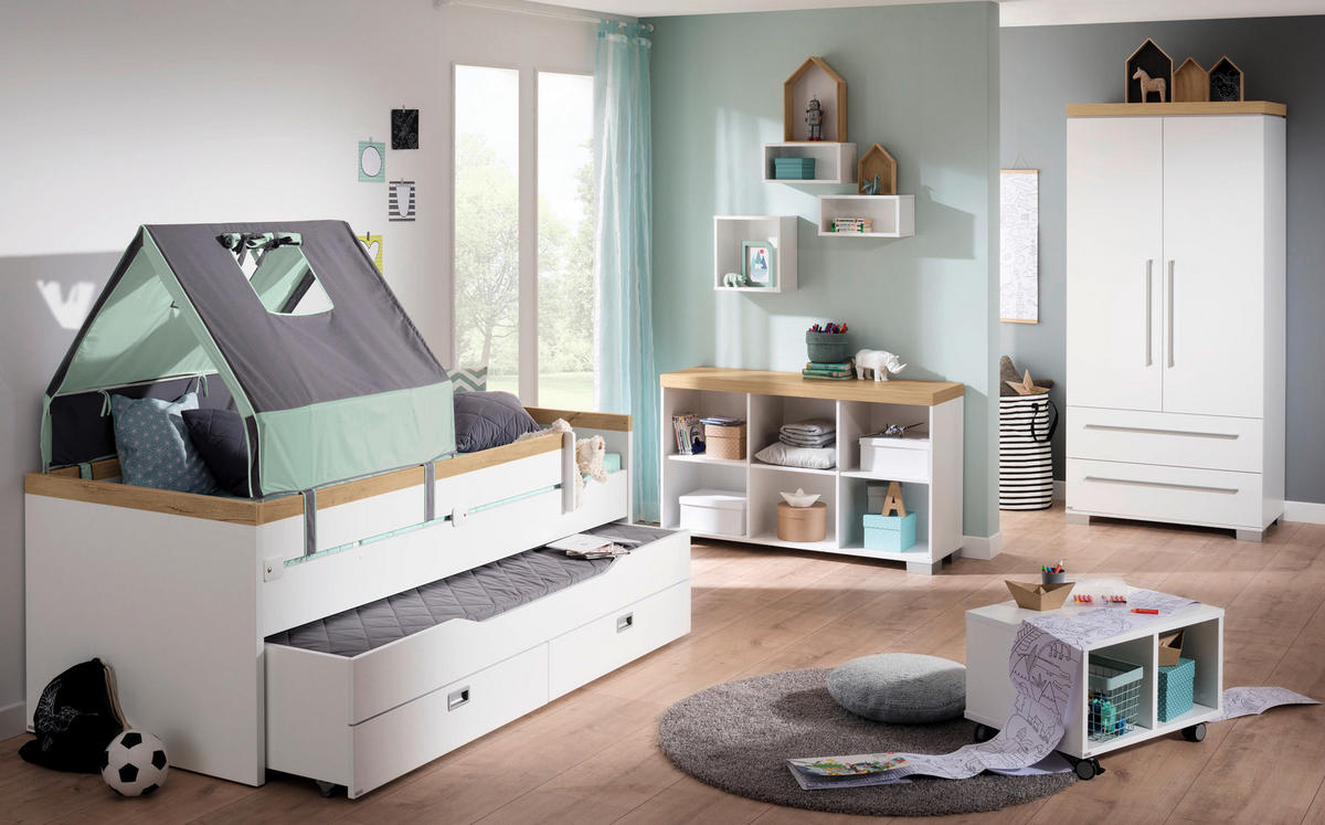 BETT 90/200 cm  in Weiss, Silbereichenfarben   - Weiss/Silbereichenfarben, Holzwerkstoff (90/200cm) - Paidi