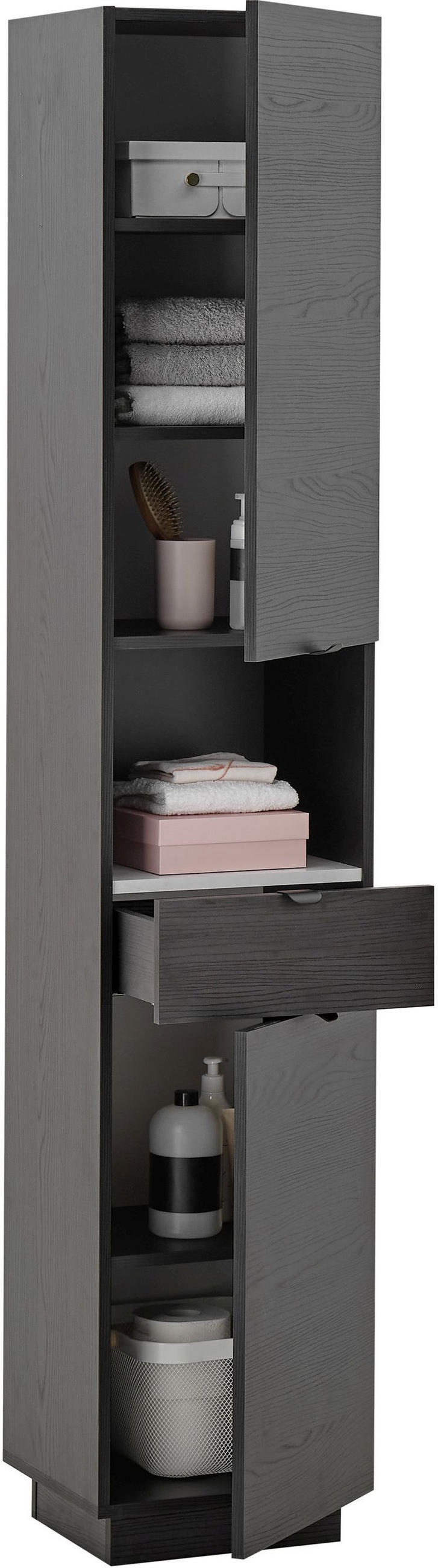 HOCHSCHRANK 38/195/32 cm  - Schwarz/Weiß, KONVENTIONELL, Holzwerkstoff/Metall (38/195/32cm) - Xora