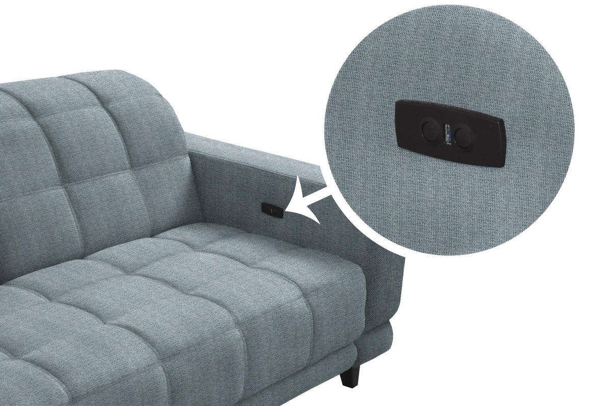 ECKSOFA in Webstoff Hellblau  - Schwarz/Hellblau, Design, Holz/Textil (216/302cm) - Xora