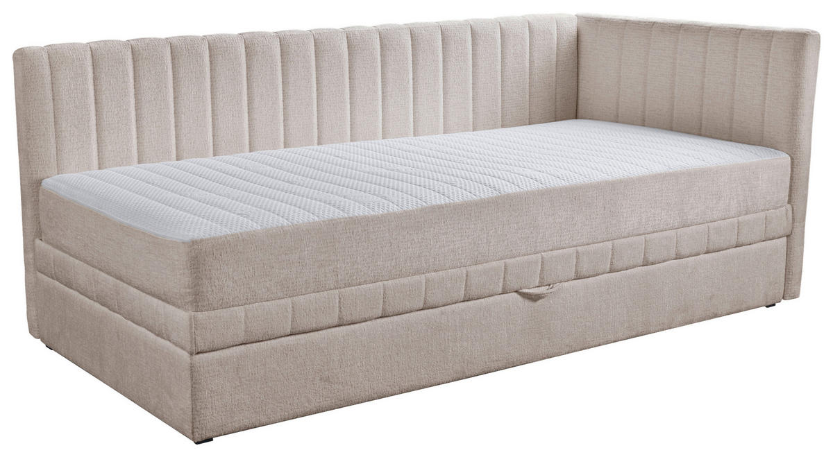 SCHLAFSOFA ROMA in Chenille, Jacquard Hellbraun  - Hellbraun/Schwarz, Design, Kunststoff/Textil (212/83/99cm) - MID.YOU