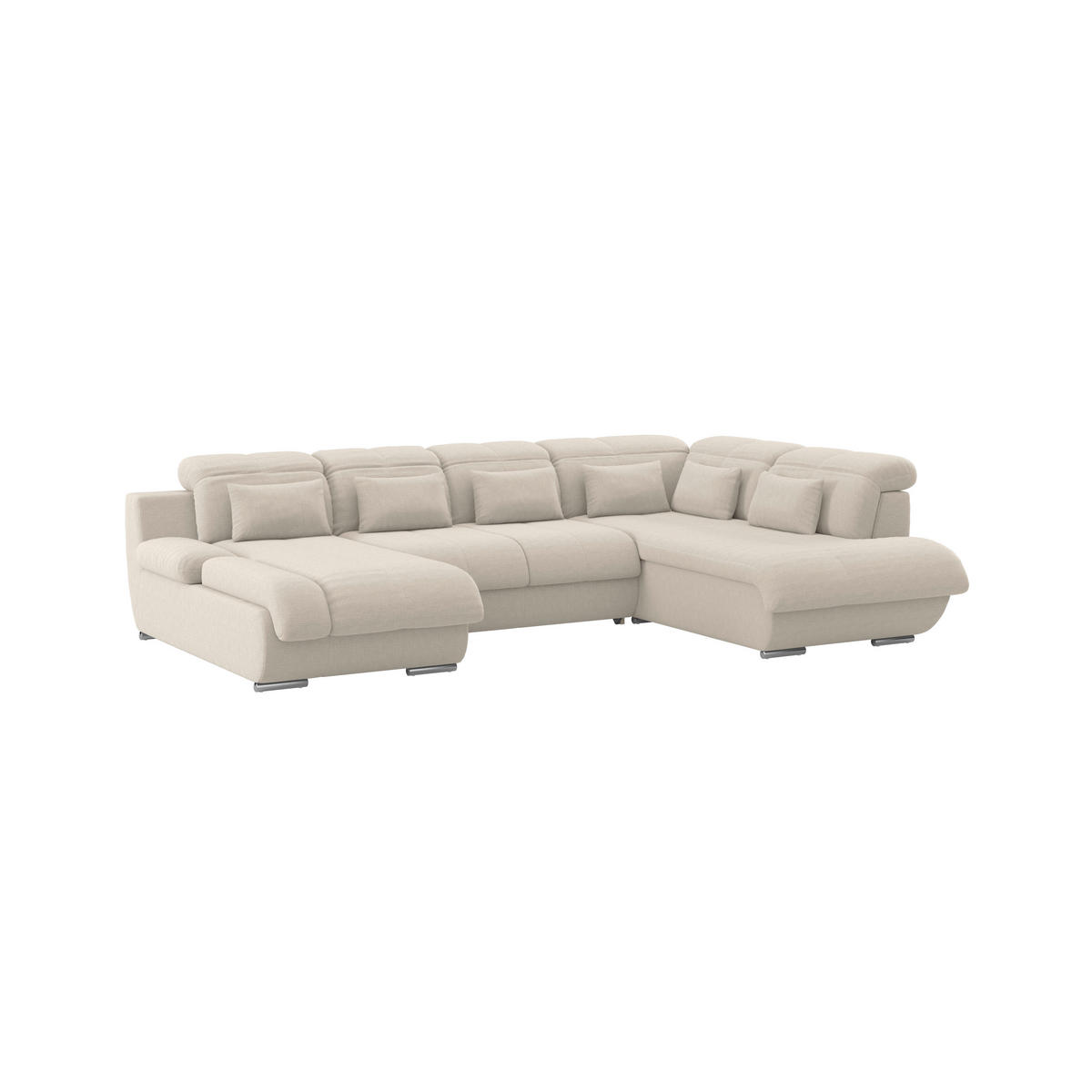 WOHNLANDSCHAFT MULTI Naturfarben Chenille  - Chromfarben/Naturfarben, MODERN, Textil/Metall (184/345/228cm) - Livetastic