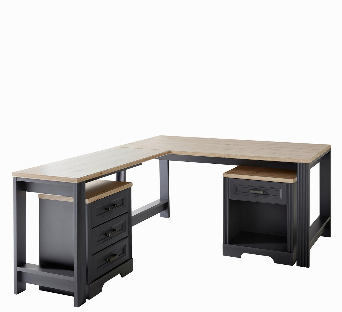 Birou, material pe bază de lemn - grafit/stejar Artisan, Romantik / Landhaus, material pe bază de lemn (160cm) - Landscape