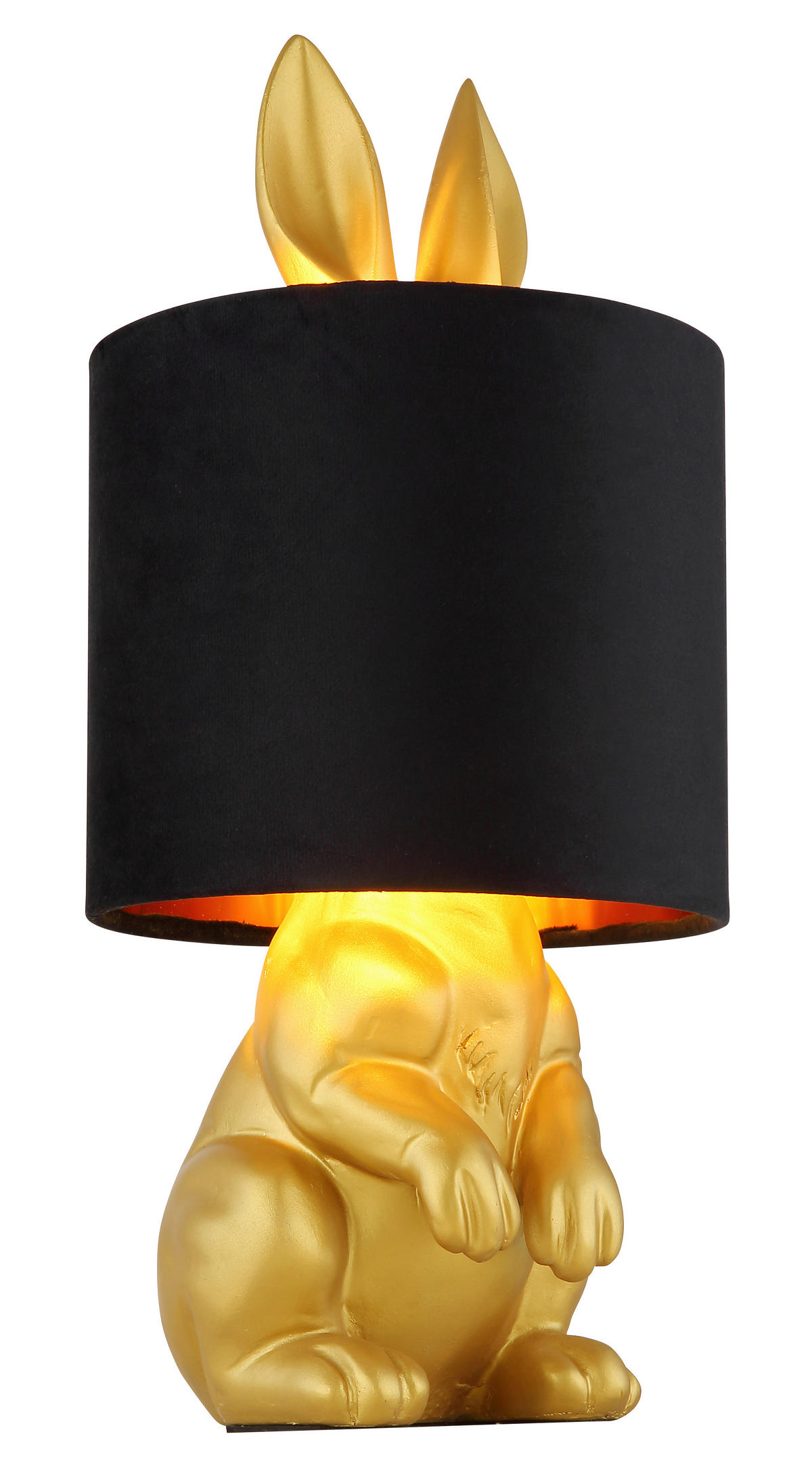TISCHLEUCHTE - Goldfarben/Schwarz, Trend, Kunststoff/Textil (18/41cm) - Globo