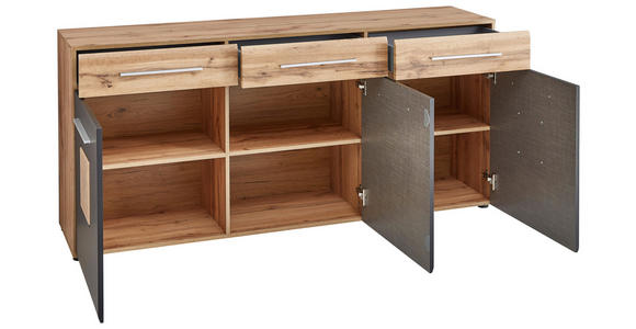 SIDEBOARD 180/82/43 cm  - Eichefarben/Silberfarben, Design, Holzwerkstoff/Kunststoff (180/82/43cm) - Hom`in