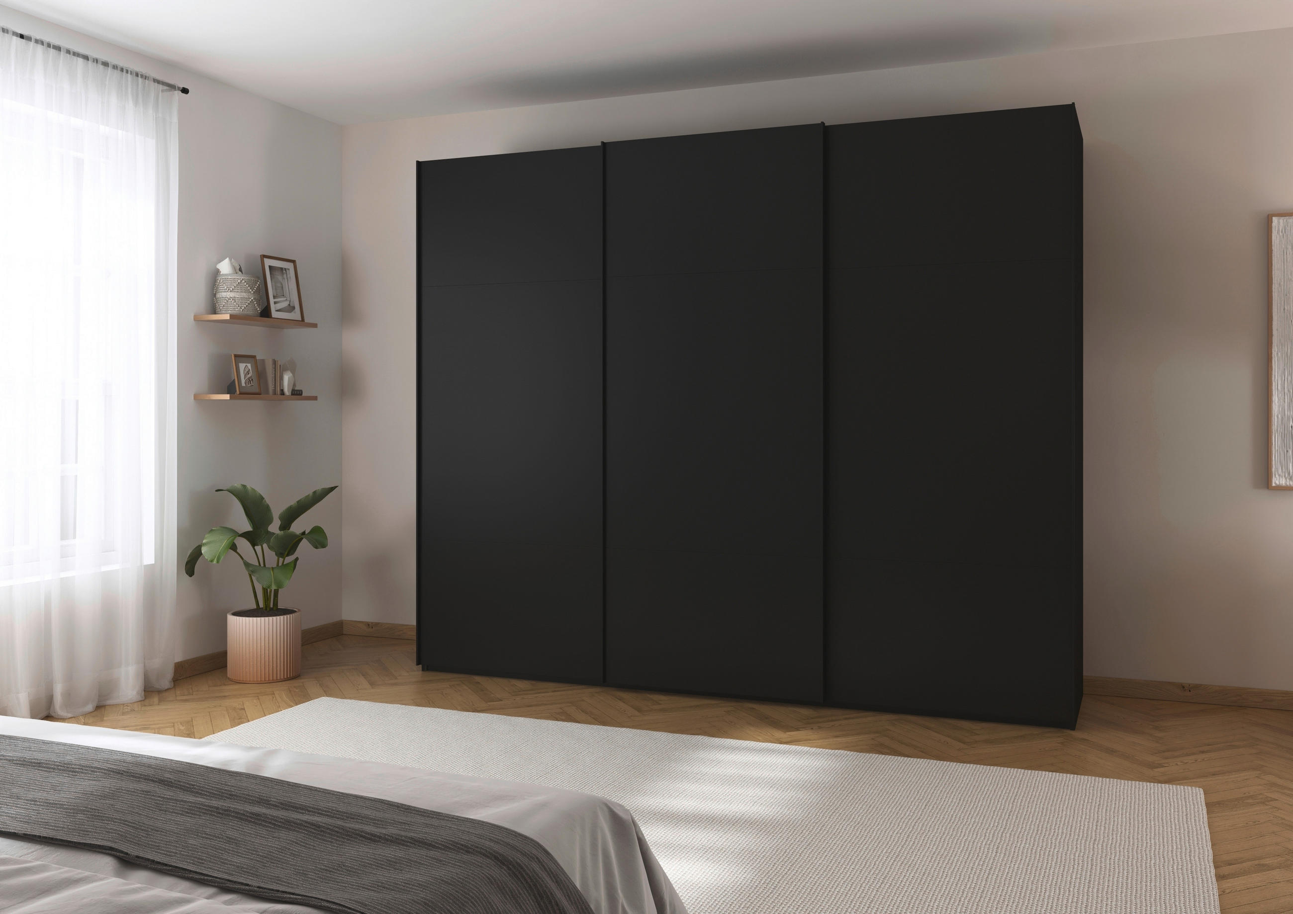 SCHWEBETÜRENSCHRANK in Schwarz  - Schwarz, Konventionell, Holzwerkstoff/Metall (271/223/68cm) - Novel