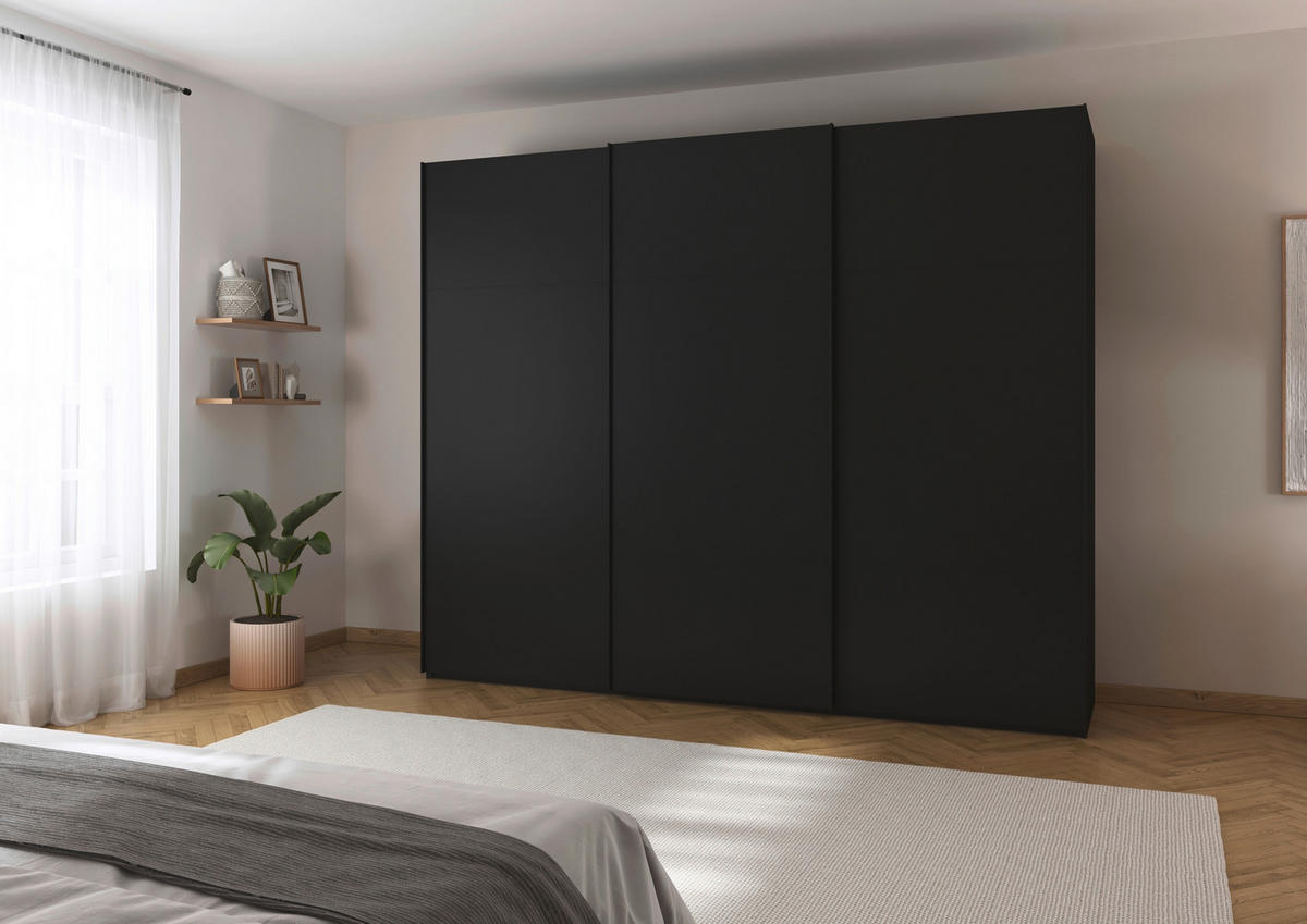 SCHWEBETÜRENSCHRANK in Schwarz  - Schwarz, Konventionell, Holzwerkstoff/Metall (271/223/68cm) - Novel