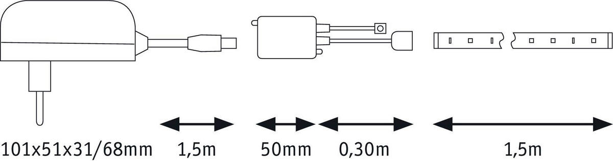 LED-STRIP 70960 150 cm   - Weiß, Basics, Kunststoff/Metall (150cm) - Paulmann