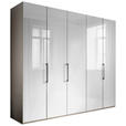 KLEIDERSCHRANK  in Grau, Weiß  - Schieferfarben/Weiß, KONVENTIONELL, Glas/Holzwerkstoff (250/236/58cm) - Novel