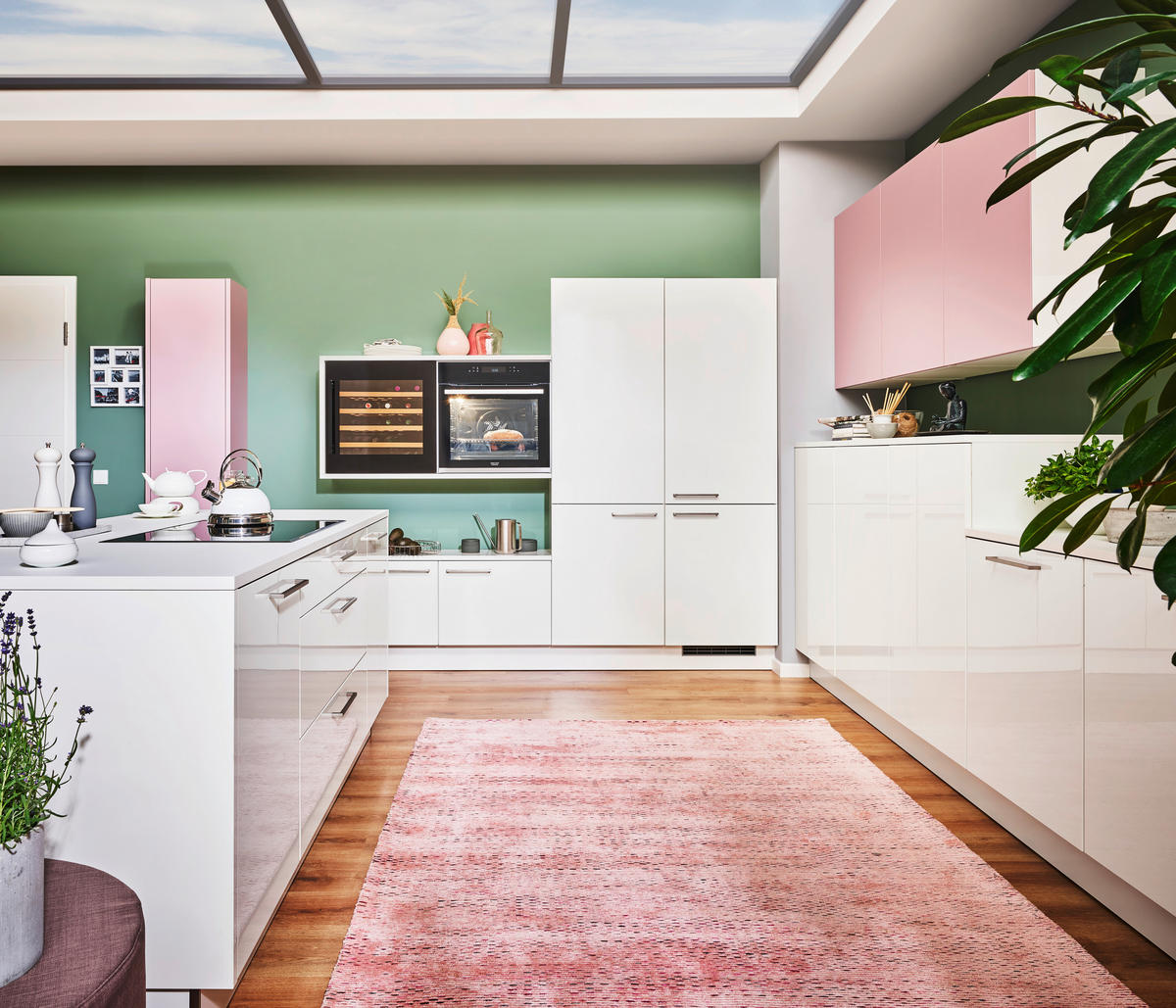 EINBAUKÜCHE NOVA LACK  - Rosa/Weiß, Design, Holzwerkstoff - Nolte Küchen