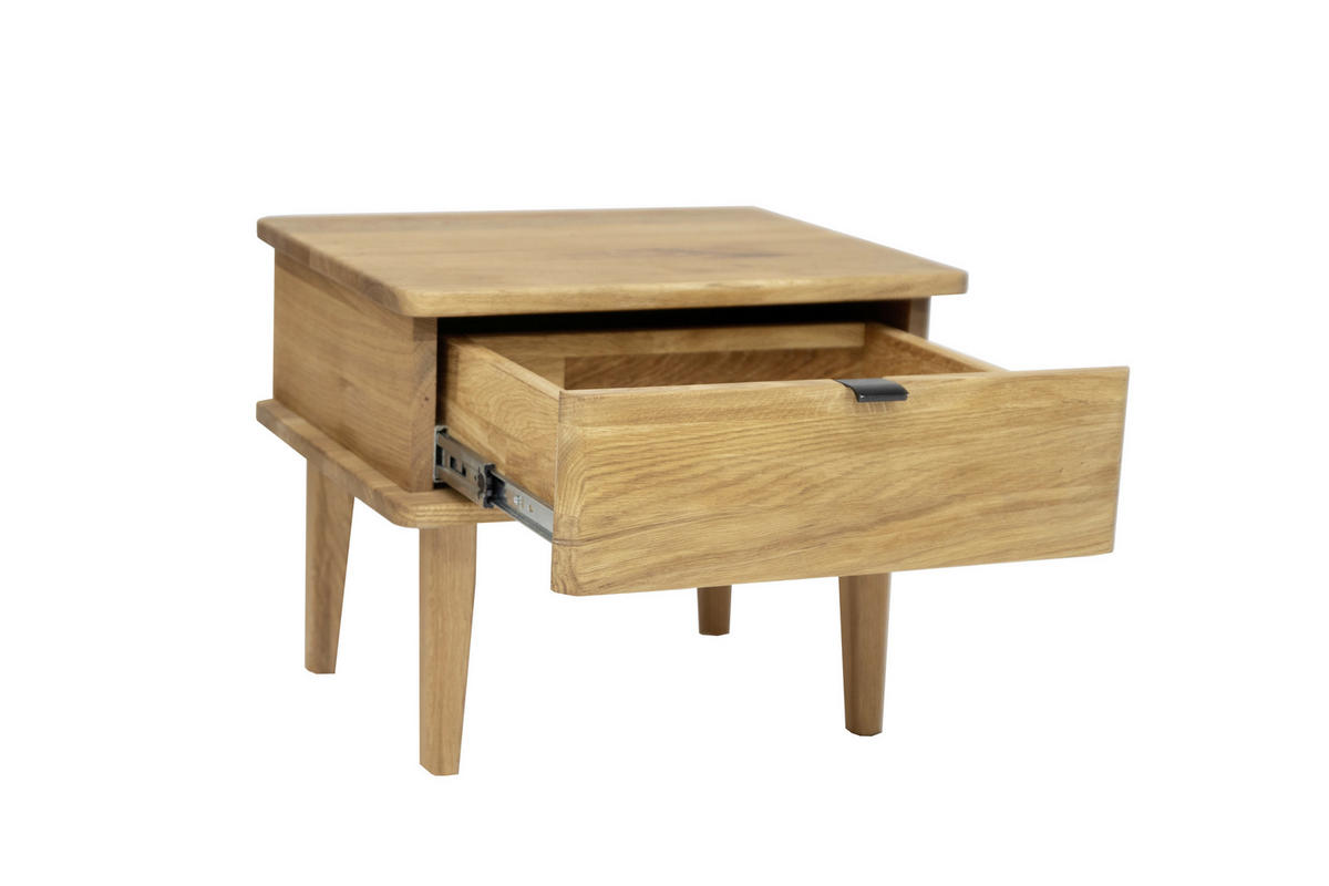 NACHTSCHRANK 50/42/41 cm Eiche massiv  - Eichefarben/Schwarz, Basics, Holz/Metall (50/42/41cm) - Chameo