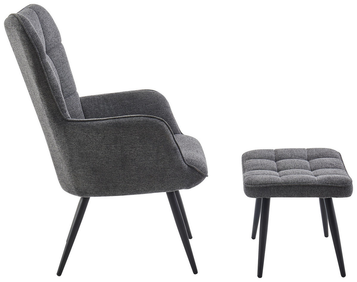 RELAXSESSELSET in Metall, Textil Dunkelgrau  - Dunkelgrau/Schwarz, Design, Textil/Metall (68/100/78cm) - Ti'me