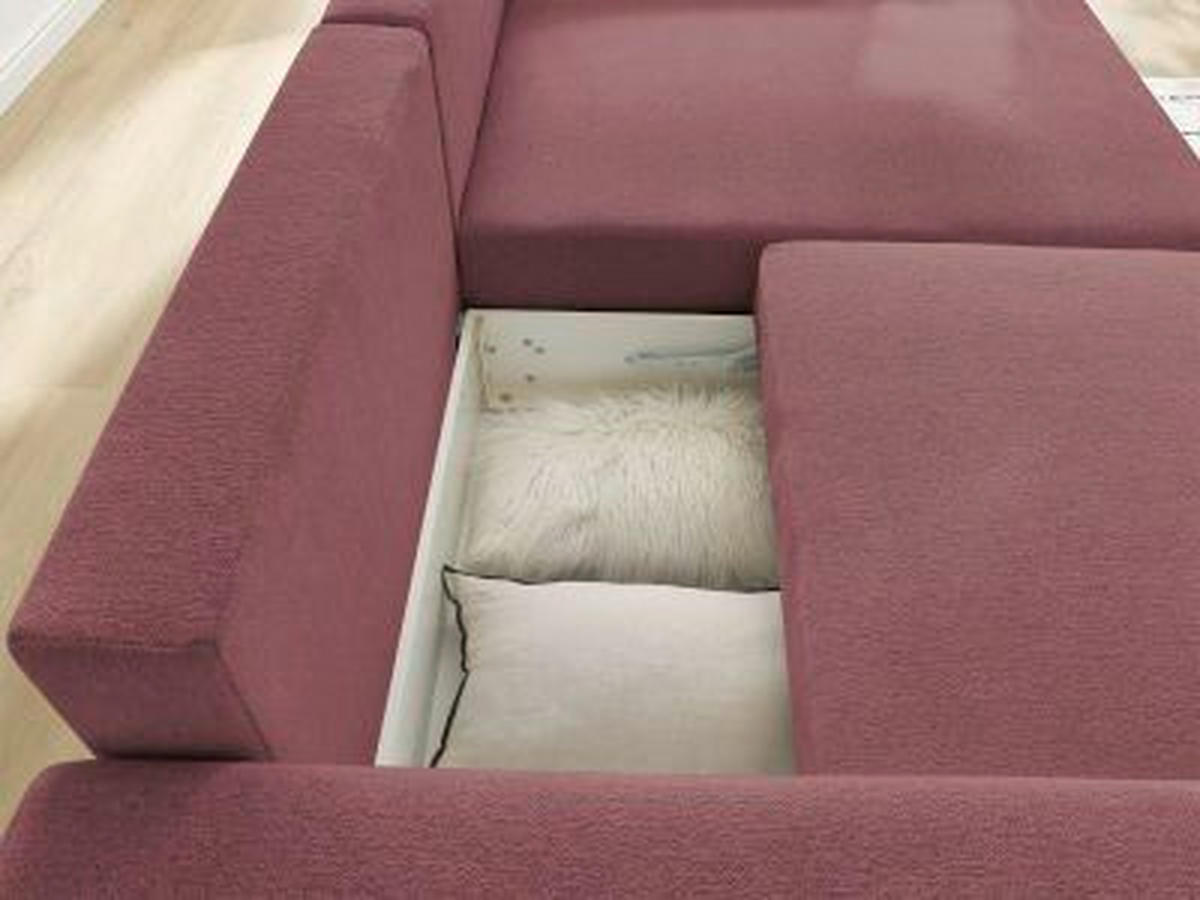 ECKSOFA Ottomane rechts  ATILLA Rot Flachgewebe  - Rot/Schwarz, MODERN, Kunststoff/Textil (244/149cm)
