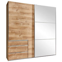 SCHWEBETÜRENSCHRANK 200/216/65 cm 2-türig Eichefarben  - Chromfarben/Eichefarben, MODERN, Glas/Holzwerkstoff (200/216/65cm) - MID.YOU