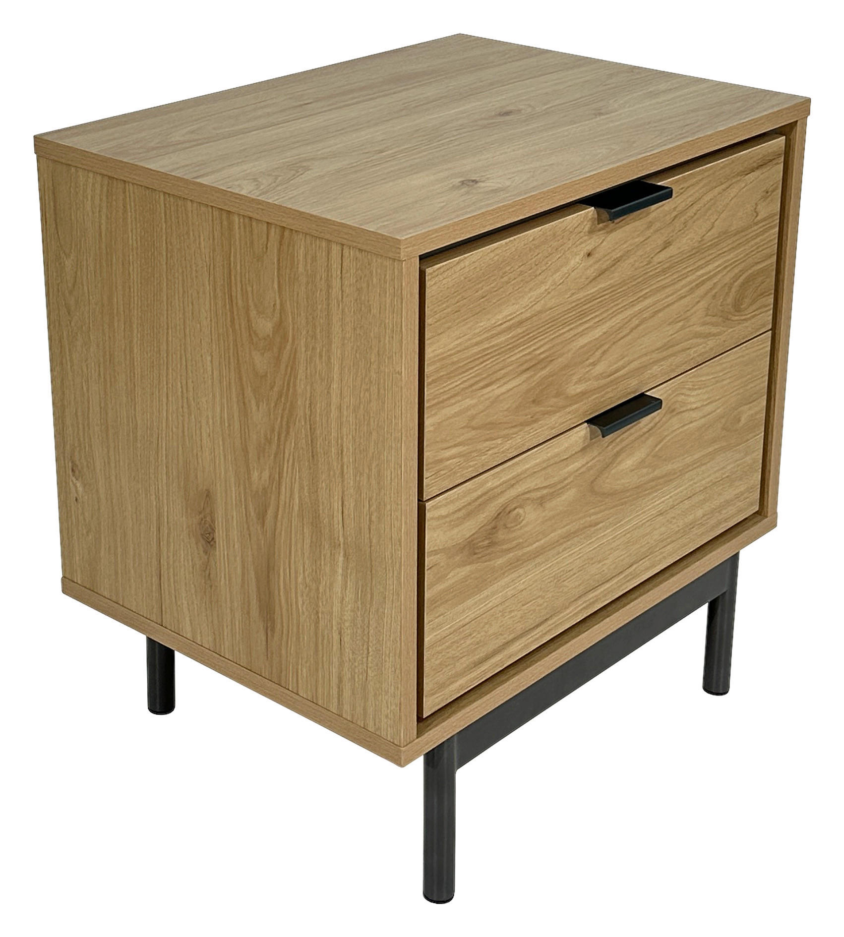 NACHTKÄSTCHEN in Eichefarben, Anthrazit  - Eichefarben/Anthrazit, Design, Holzwerkstoff/Metall (53/56,2/40cm) - Xora