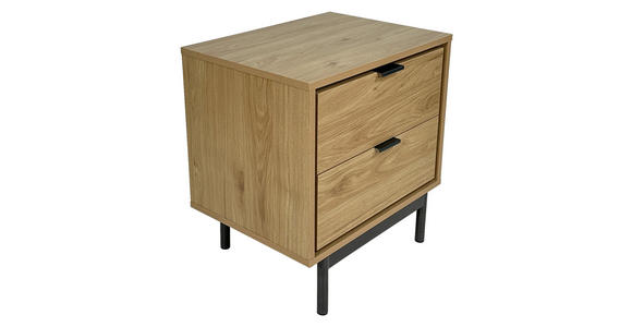 NACHTKÄSTCHEN in Eichefarben, Anthrazit - Eichefarben/Anthrazit, Design, Holzwerkstoff/Metall (53/56,2/40cm) - Xora