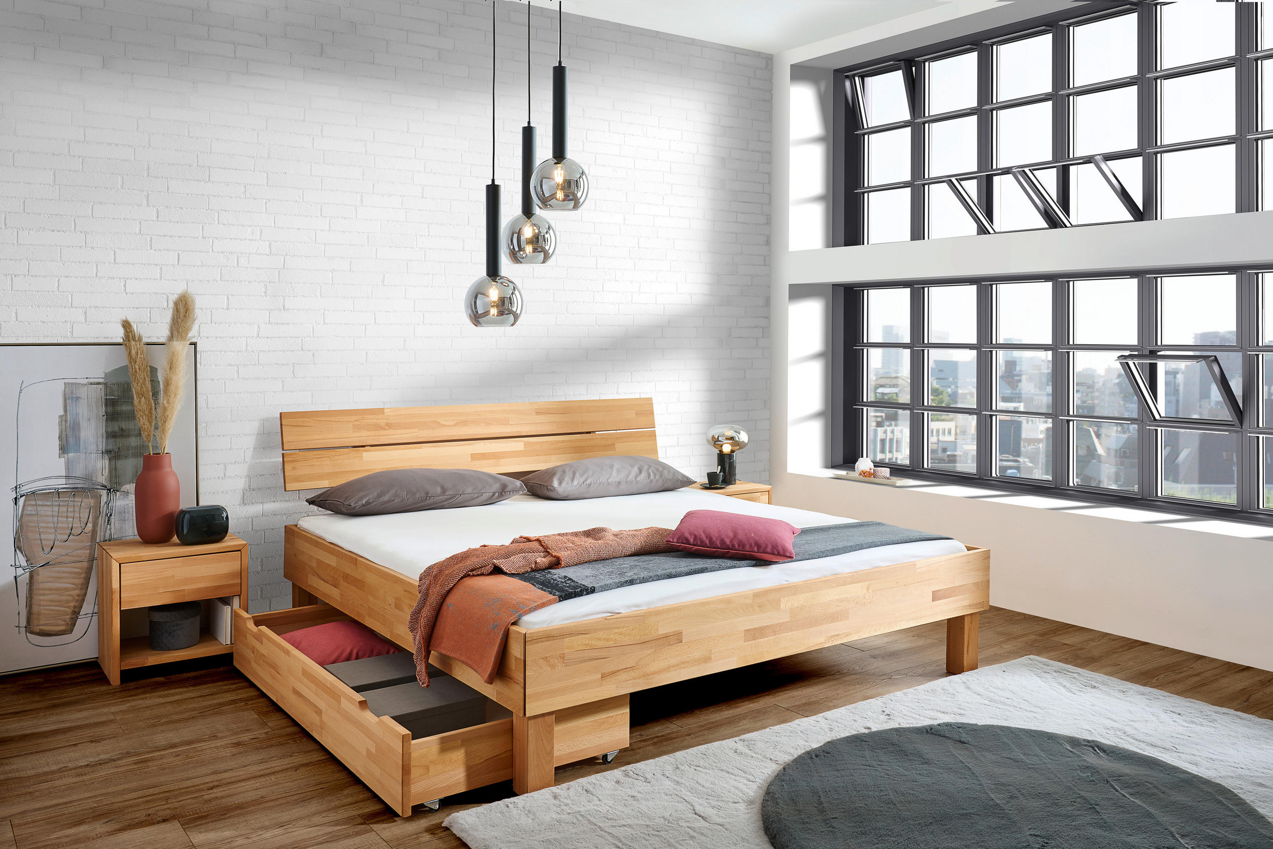 BETT 160/200 cm  in Buchefarben  - Buchefarben, Natur, Holz (160/200cm) - Carryhome