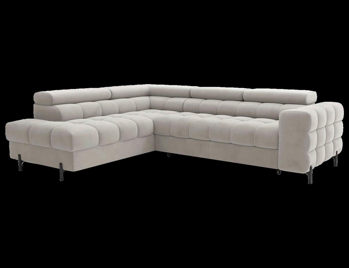 ECKSOFA in Plüsch Beige  200/276 cm  - Beige/Schwarz, Design, Textil/Metall (200/276cm) - MID.YOU
