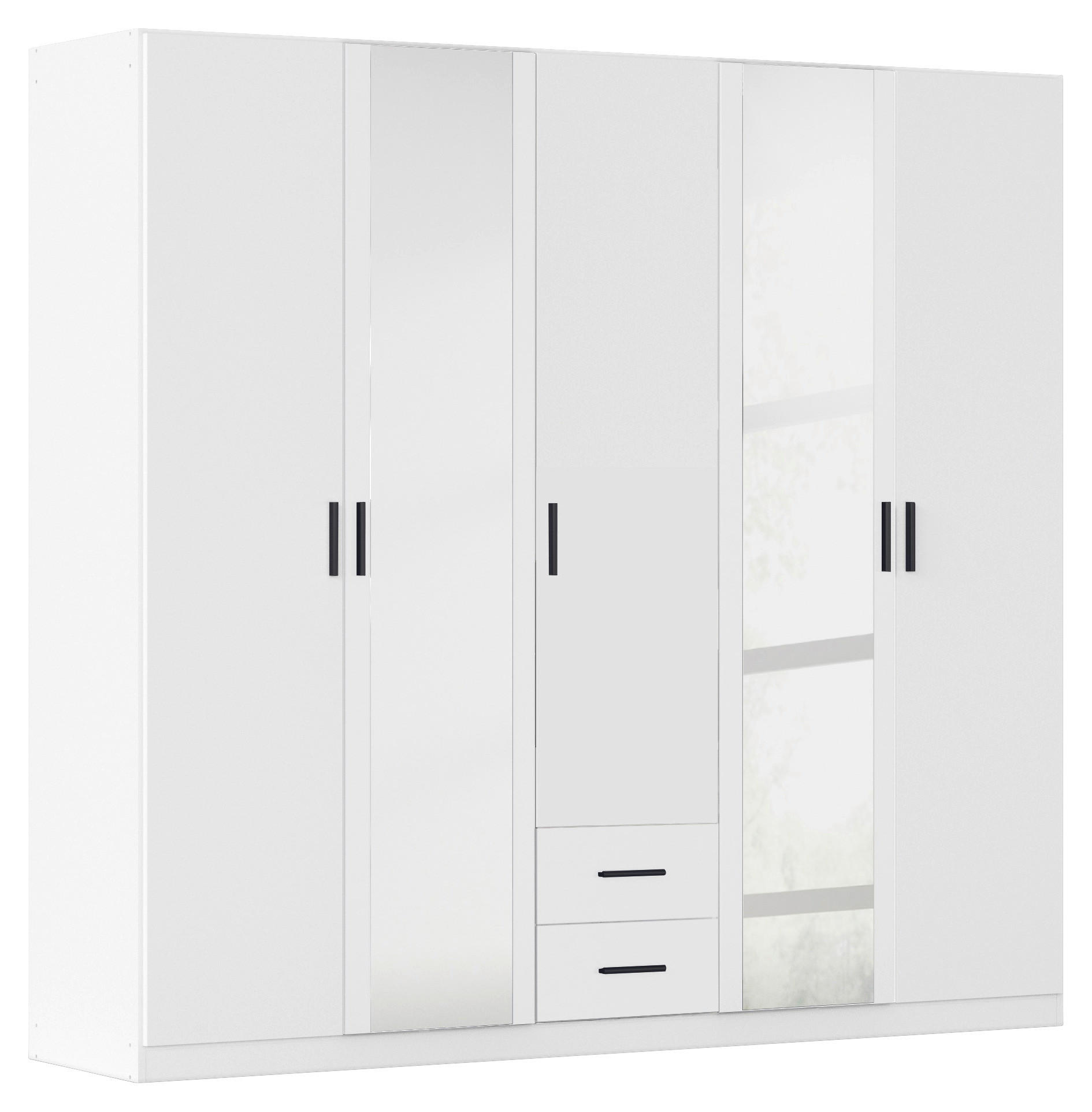 KLEIDERSCHRANK 226/210/54 cm,  in Weiß, 5-türig  - Weiß/Grau, KONVENTIONELL, Holzwerkstoff/Kunststoff (226/210/54cm) - Rauch Möbel