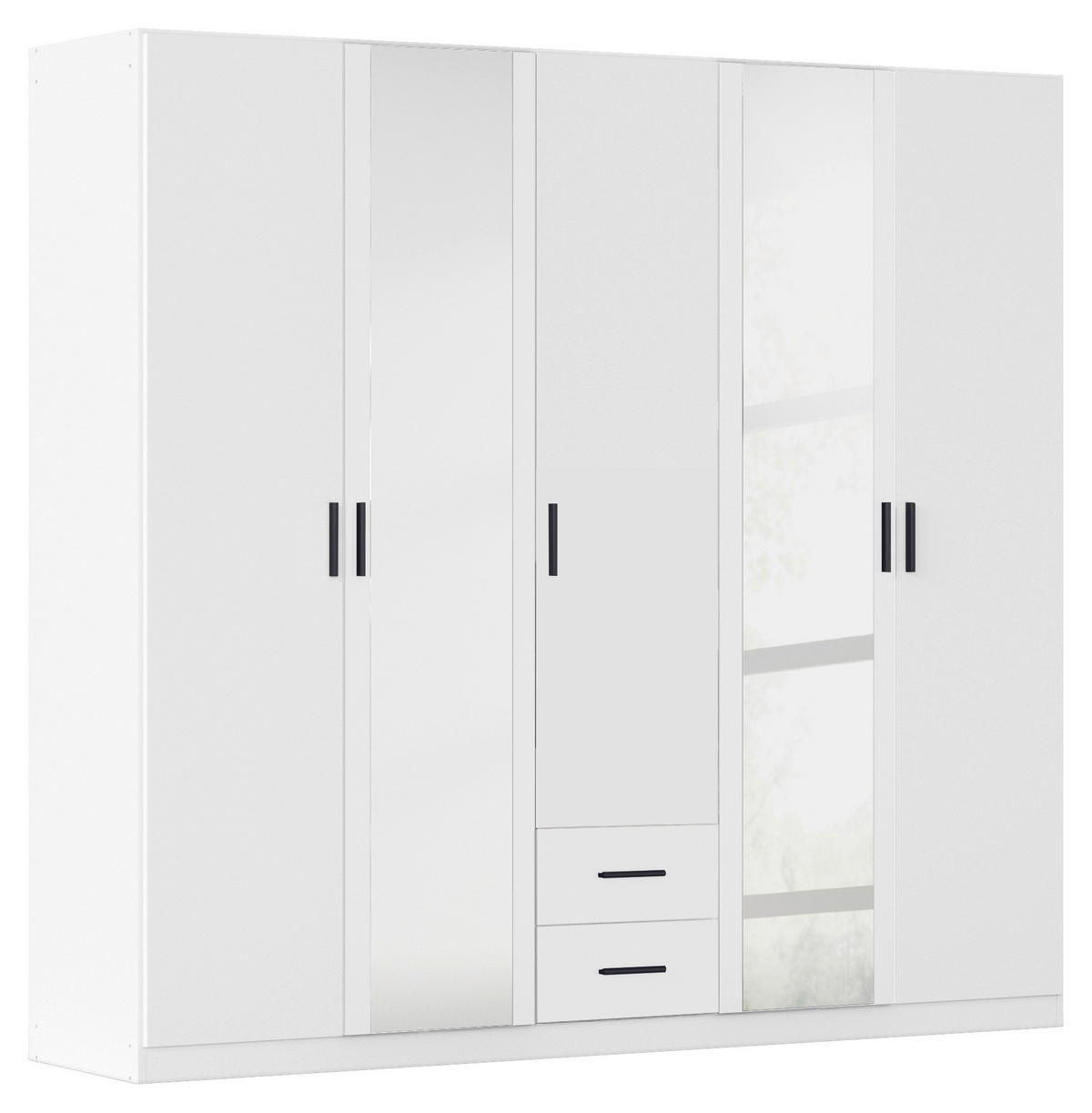 KLEIDERSCHRANK 226/210/54 cm,  in Weiß, 5-türig  - Weiß/Grau, KONVENTIONELL, Holzwerkstoff/Kunststoff (226/210/54cm) - Rauch Möbel
