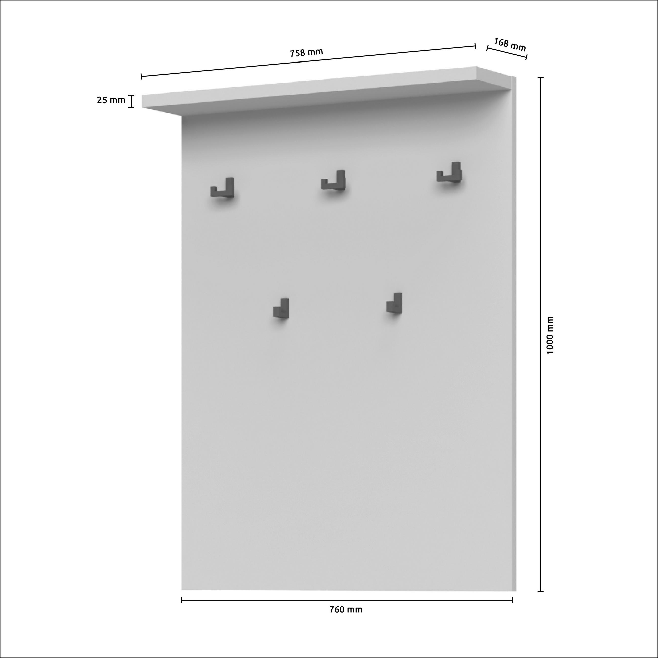 PANEL ZA ODLAGANJE KAPUTA  kašmir   metal, pločasti materijal  - kašmir, Moderno, metal/pločasti materijal (76/100/17cm) - Voleo