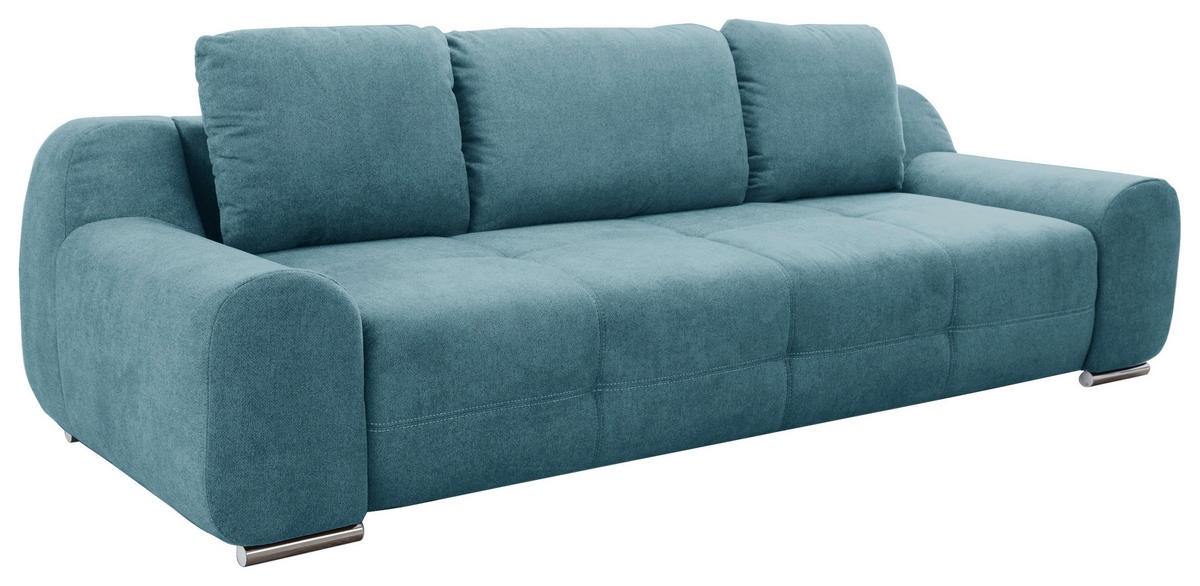 BIGSOFA in Flachgewebe Türkis  - Türkis, Basics, Textil/Metall (266/70/102cm) - Sit & More