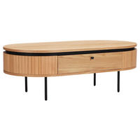 COUCHTISCH Eiche furniert, massiv 120/60/40 cm oval Schwarz, Eichefarben  - Eichefarben/Schwarz, Design, Holz/Holzwerkstoff (120/60/40cm) - Boxxx