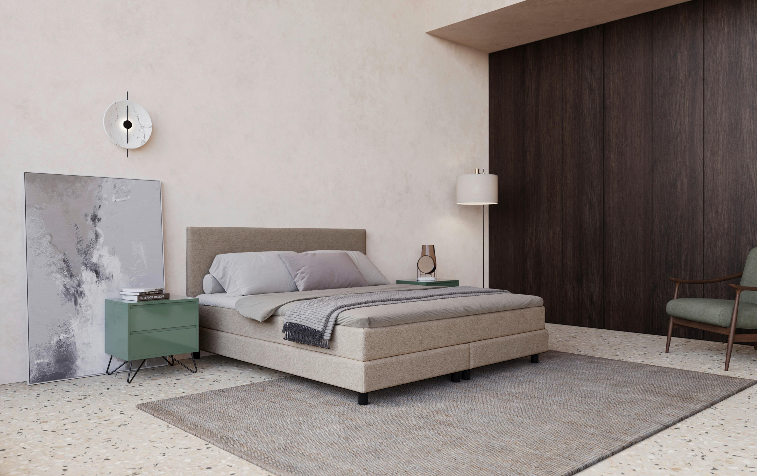 AMERICKÁ POSTEL, 140/200 cm, béžová - černá/béžová, Moderní, dřevo/kompozitní dřevo (140/200cm) - MID.YOU