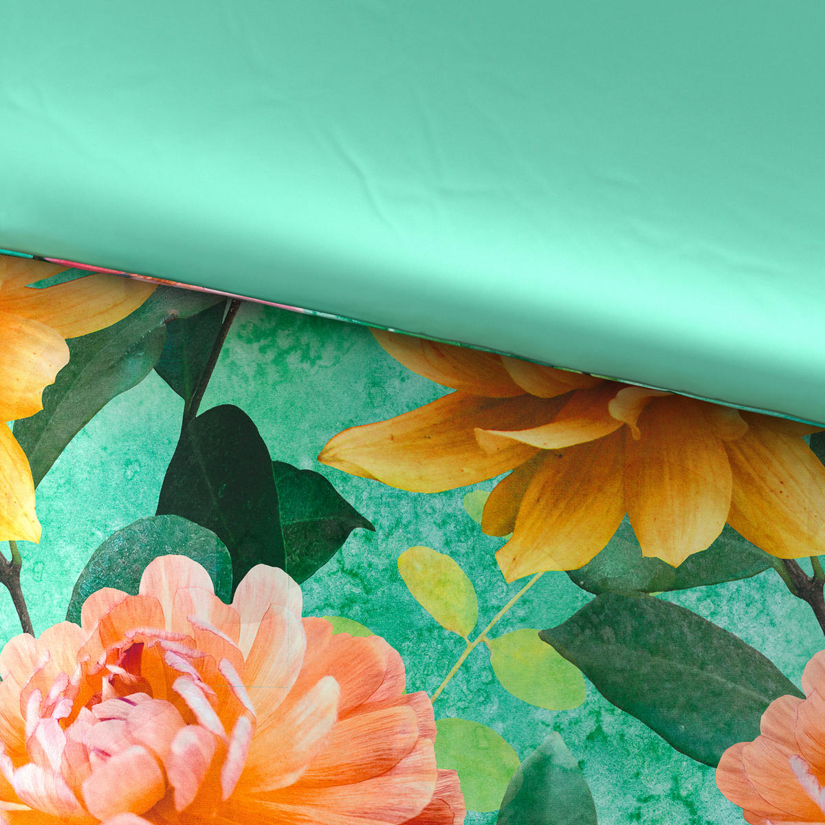 WENDEBETTWÄSCHE Satin 135/200 cm  - Grün, Textil (135/200cm) - Novel