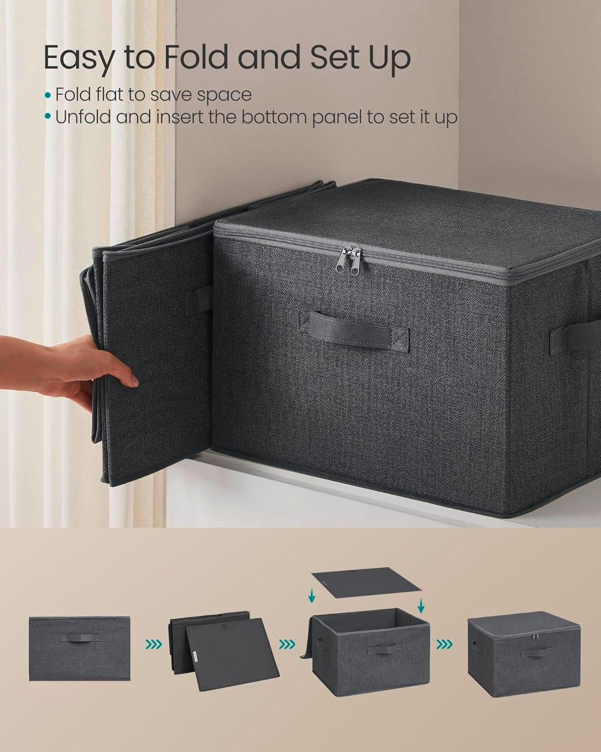 AUFBEWAHRUNGSBOXEN-SET     - Grau, Basics, Papier/Textil (40/25/30cm)