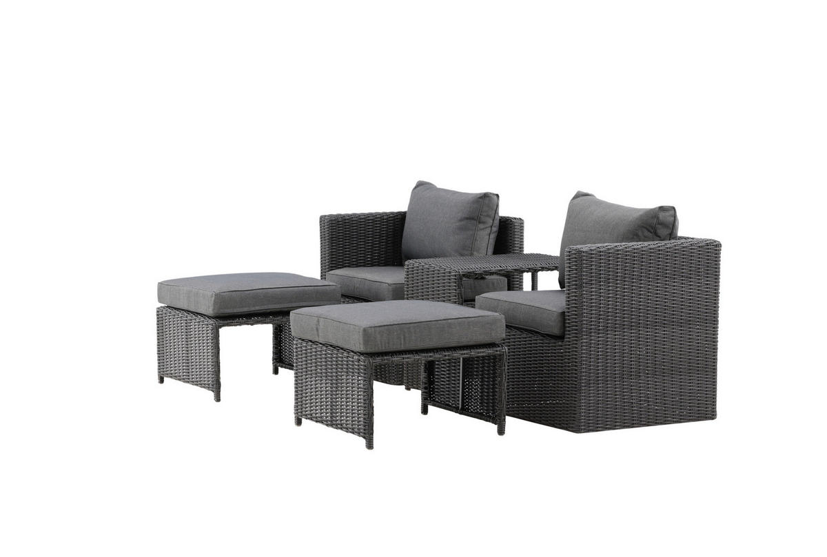 GARTENSET Stahl  - Schwarz/Grau, KONVENTIONELL, Kunststoff/Metall - Gardenson