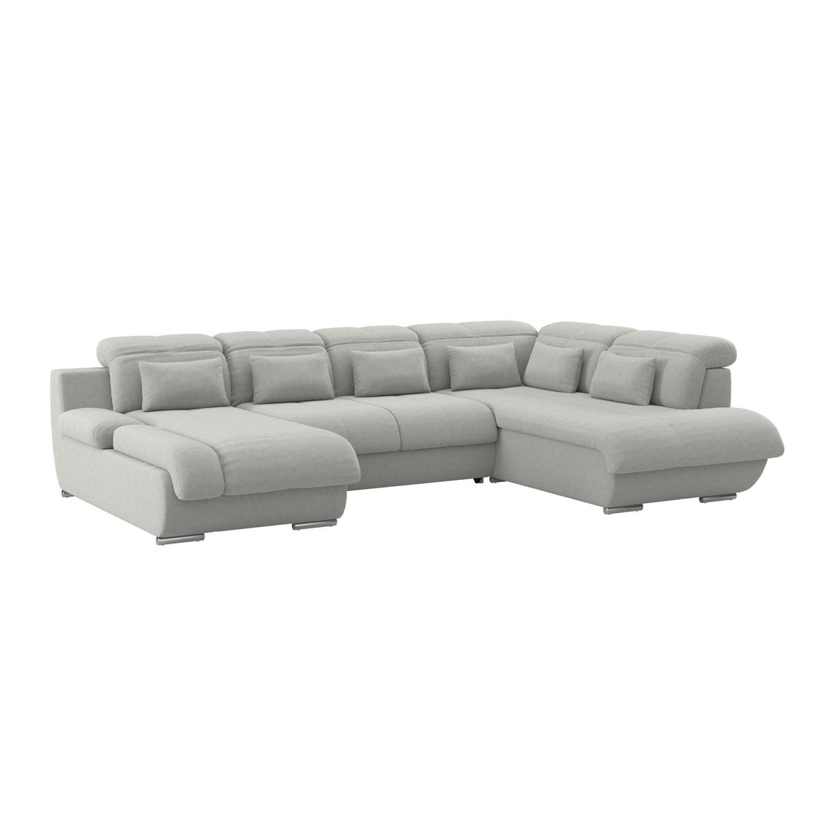WOHNLANDSCHAFT MULTI Grau Chenille  - Chromfarben/Grau, MODERN, Textil/Metall (184/345/228cm) - Livetastic