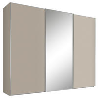 SCHWEBETÜRENSCHRANK in Sandfarben  - Sandfarben/Alufarben, Design, Glas/Holzwerkstoff (280/222/68cm) - Moderano