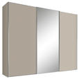 SCHWEBETÜRENSCHRANK 280/222/68 cm 3-türig Sandfarben  - Sandfarben/Alufarben, Design, Glas/Holzwerkstoff (280/222/68cm) - Moderano