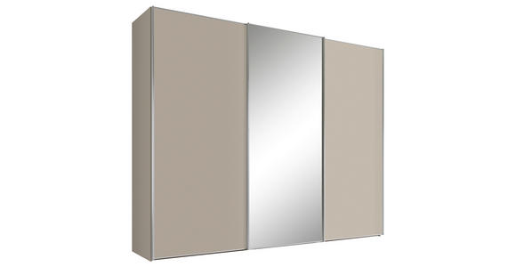 SCHWEBETÜRENSCHRANK 280/222/68 cm 3-türig Sandfarben  - Sandfarben/Alufarben, Design, Glas/Holzwerkstoff (280/222/68cm) - Moderano