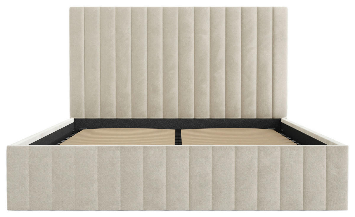 POLSTERBETT Bettkasten, Lattenrost 160/200 cm  in Beige  - Beige/Schwarz, Design, Holz/Textil (160/200cm) - Boxxx
