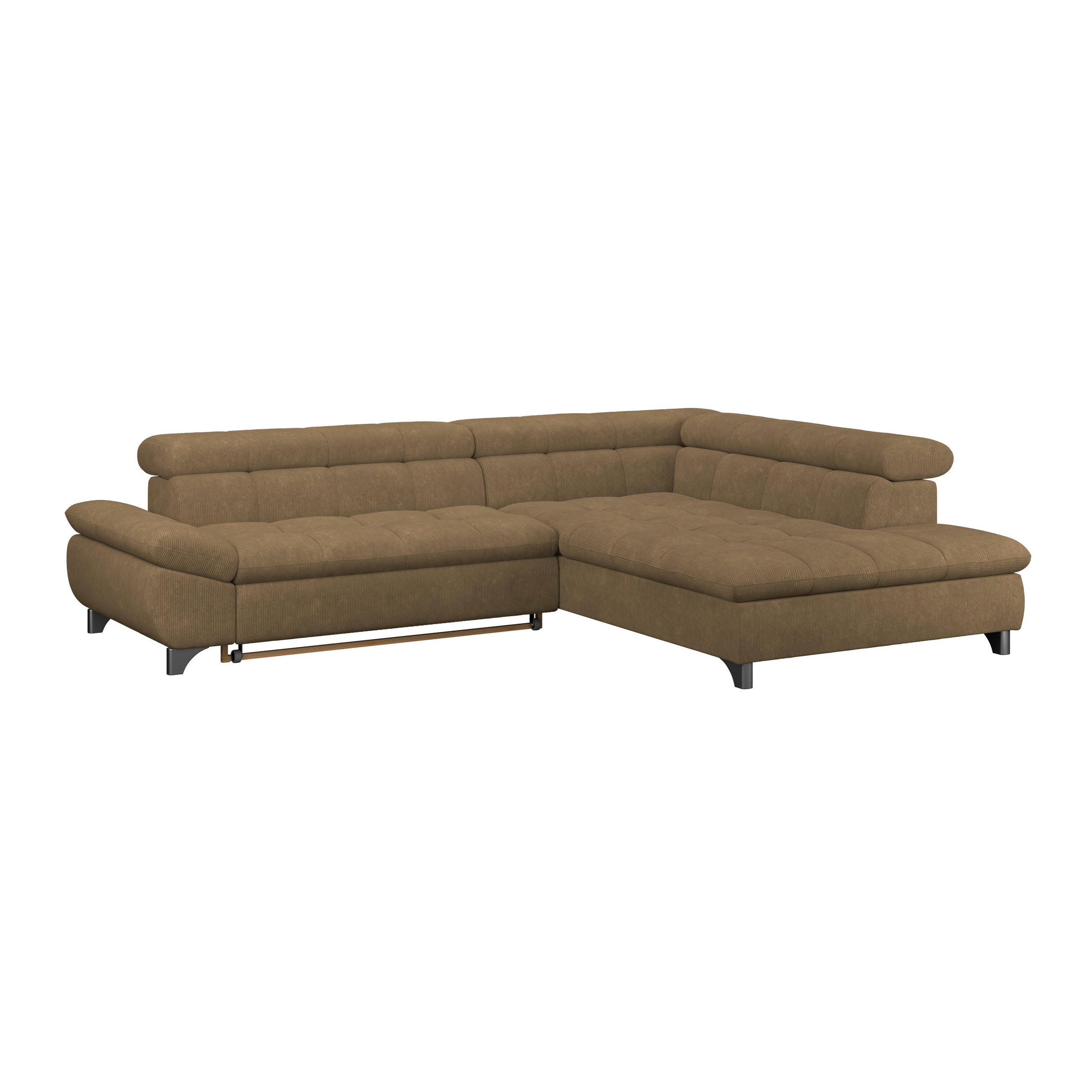 ECKSOFA Braun Chenille  - Chromfarben/Braun, KONVENTIONELL, Textil/Metall (312/234cm) - Livetastic