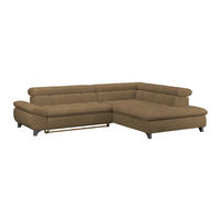 ECKSOFA Braun Chenille  - Chromfarben/Braun, KONVENTIONELL, Textil/Metall (312/234cm) - Livetastic