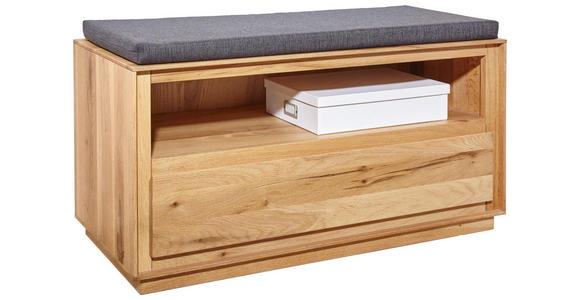 GARDEROBENBANK 90/45/42 cm - Eichefarben/Grau, Natur, Holz/Textil (90/45/42cm) - Valnatura