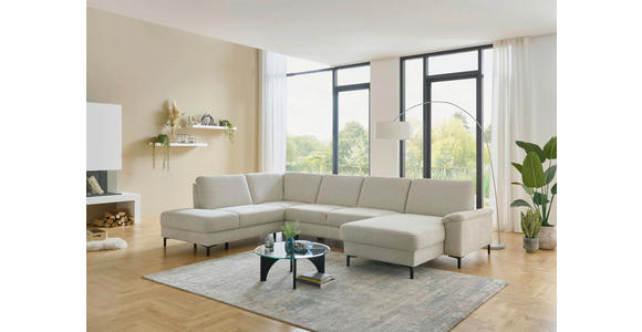 WOHNLANDSCHAFT Dieter Knoll Greige Chenille  - Greige/Schwarz, Design, Textil/Metall (235/349/175cm) - Dieter Knoll