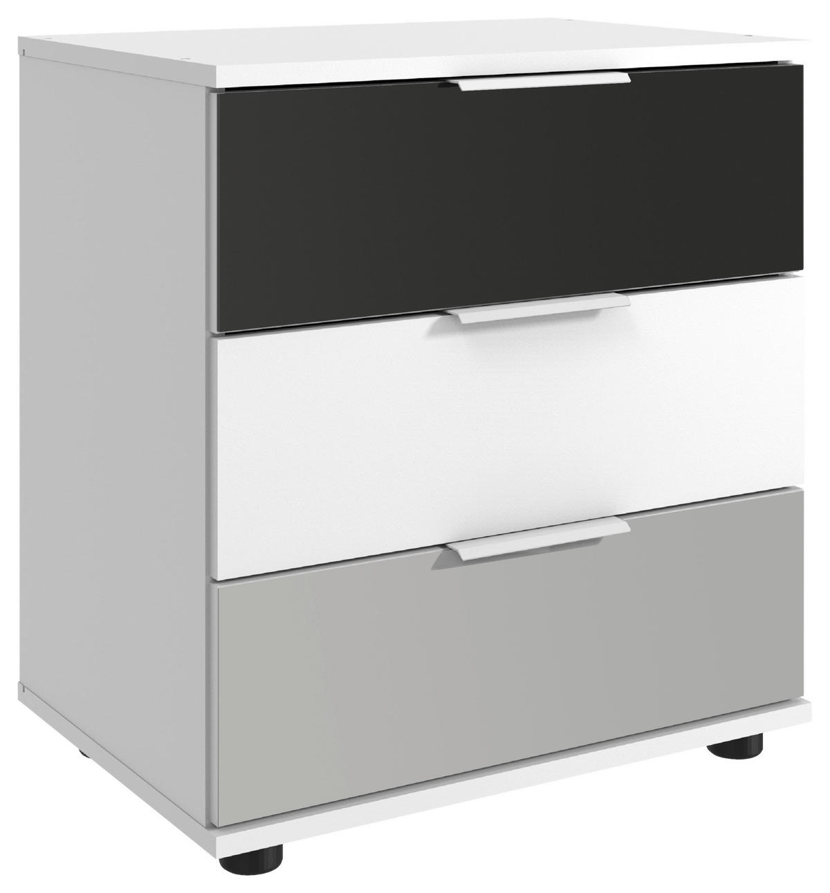 NACHTTISCH 52/58/38 cm  in Grau, Weiss, Hellgrau  - Weiss/Hellgrau, Modern, Glas/Holzwerkstoff (52/58/38cm) - MID.YOU