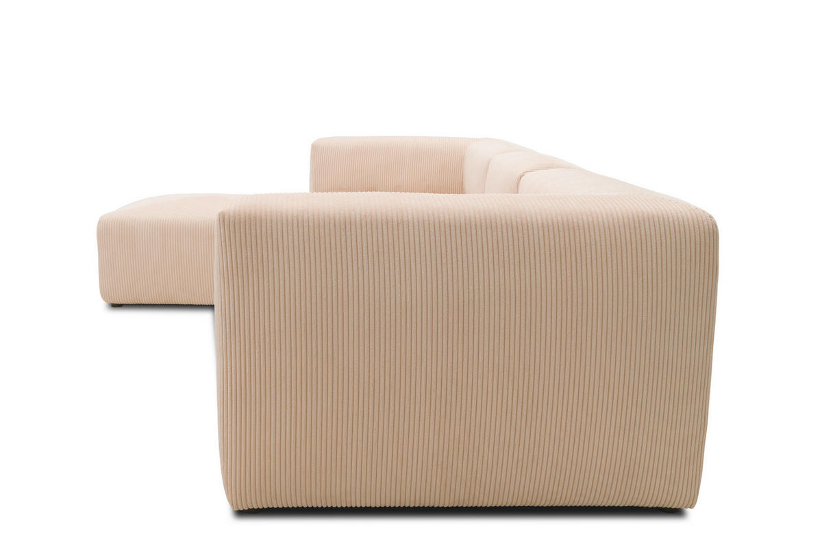 ECKSOFA Creme Cord, Mikrofaser  - Creme/Schwarz, Design, Kunststoff/Textil (301/69/193cm) - MID.YOU