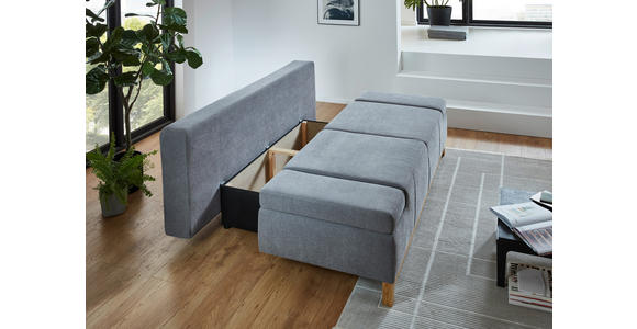 SCHLAFSOFA Webstoff Grau Rückenkissen, Bettkasten, Schlaffunktion, Rücken echt, Armteilverstellung, Liegefläche im Originalstoff  - Eichefarben/Grau, KONVENTIONELL, Holz/Textil (202/90/97cm) - Carryhome