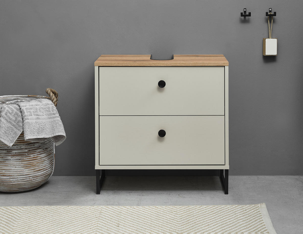 WASCHBECKENUNTERSCHRANK 60/60/35 cm  - Kaschmir/Eichefarben, MODERN, Holzwerkstoff/Kunststoff (60/60/35cm) - MID.YOU