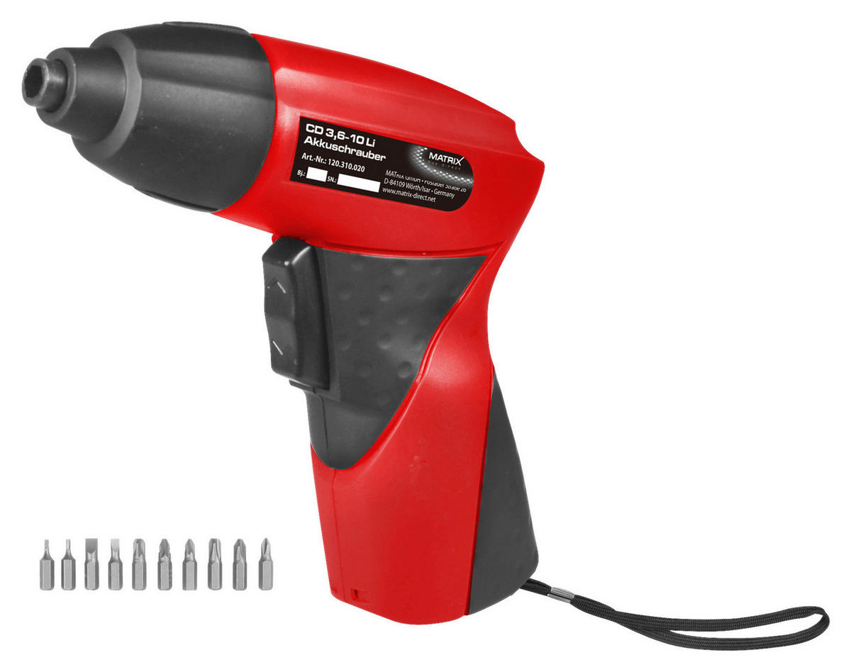 AKKUSCHRAUBER CD 3,6-10 LI  - Rot/Schwarz, KONVENTIONELL, Kunststoff/Metall - Matrix