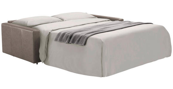 SCHLAFSOFA Bard in Echtleder Taupe  - Taupe/Schwarz, KONVENTIONELL, Leder/Kunststoff (206/81/96cm) - Novel