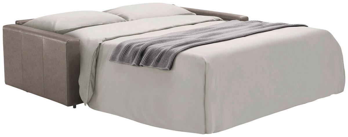 SCHLAFSOFA Bard in Echtleder Taupe  - Taupe/Schwarz, KONVENTIONELL, Leder/Kunststoff (206/81/96cm) - Novel