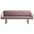 SITZBANK 255/89/68 cm Velours, Flachgewebe Rosa, Beige Metall  - Beige/Schwarz, Design, Textil/Metall (255/89/68cm) - Dieter Knoll