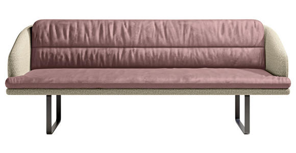 SITZBANK 255/89/68 cm Velours, Flachgewebe Rosa, Beige Metall  - Beige/Schwarz, Design, Textil/Metall (255/89/68cm) - Dieter Knoll
