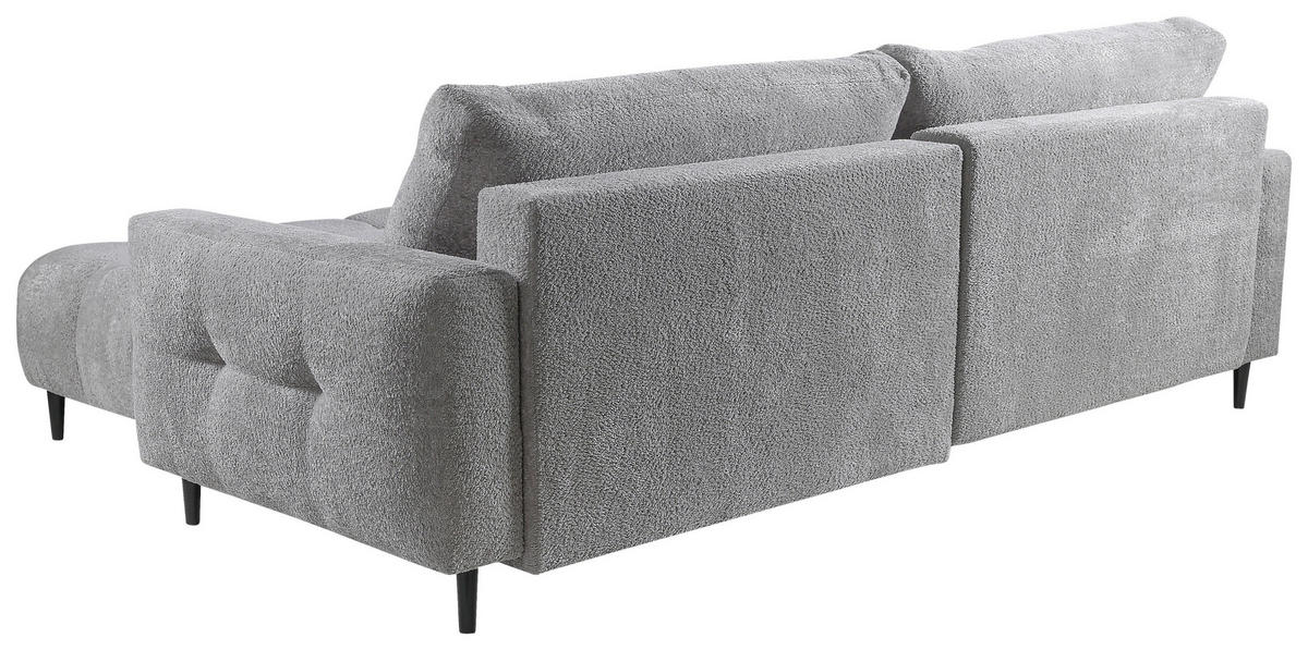 ECKSOFA in Chenille Hellgrau  - Hellgrau/Schwarz, Konventionell, Holz/Textil (266/180cm) - MID.YOU
